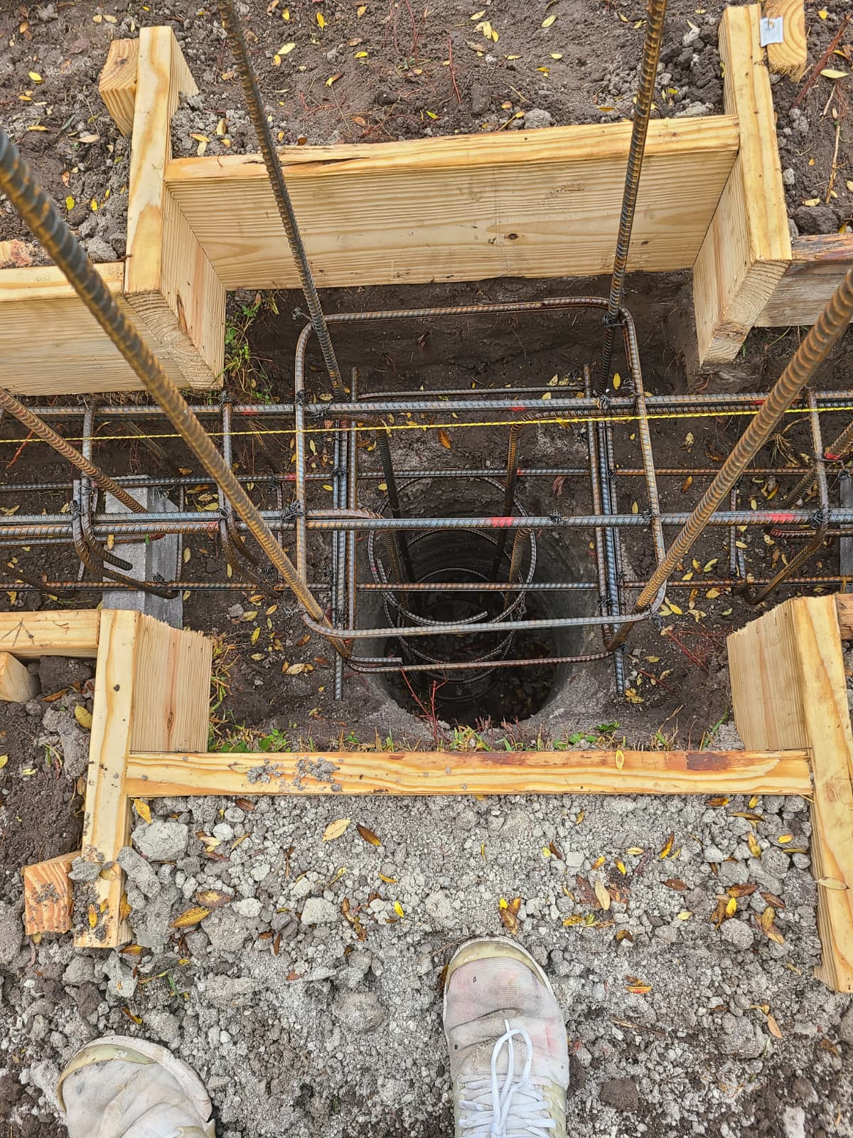 Close-up of pier opening inside structural footing